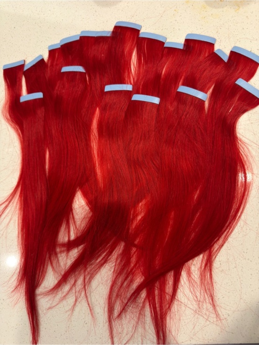 ♥️Red Human Hair Tape-In Extensions 12” – 20 Pieces
